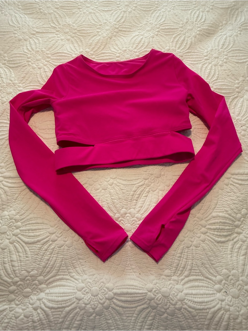 Balera Hot Pink Long-Sleeve Cropped Dance Top size Large Adult